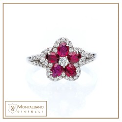 Anello fiore rosso | Gioielli De Nobili